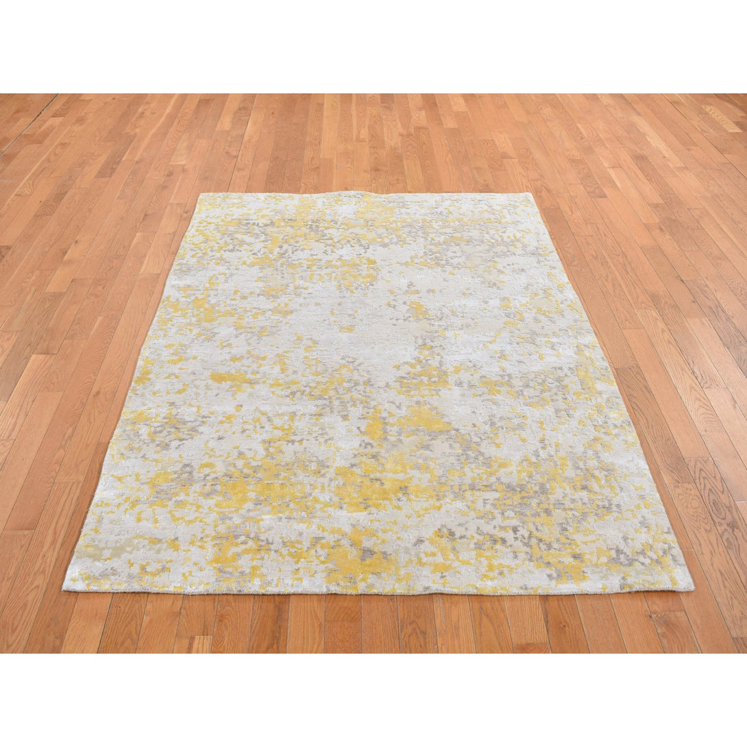 Hand Knotted Neutral Modern Rectangle Area Rug > Design# CCSR78031 > Size: 5'-0" x 6'-9"