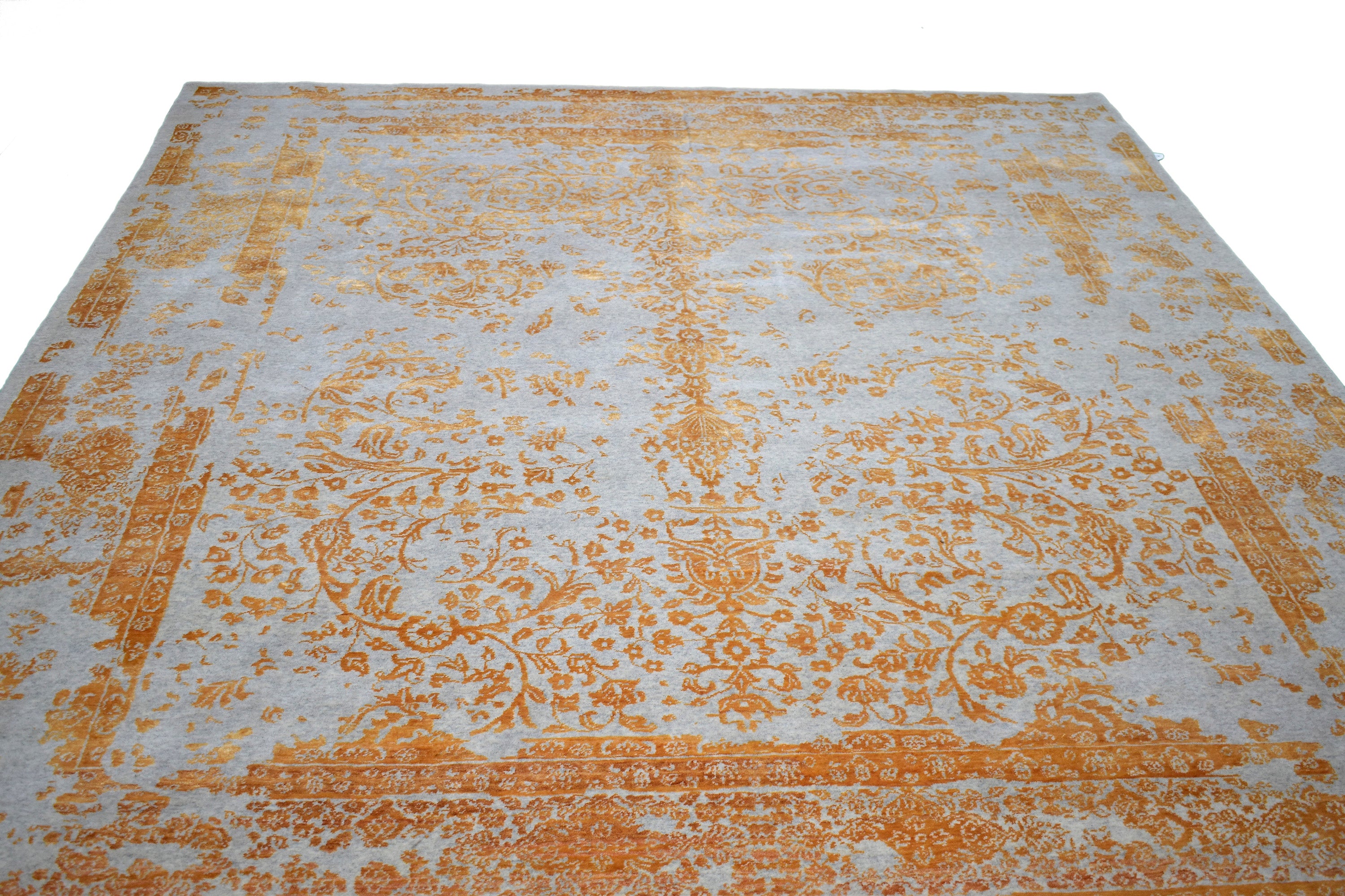 Transitional Orange Posh Silk And Wool > Design # 1822 > 8' - 3" X 9' - 4"
