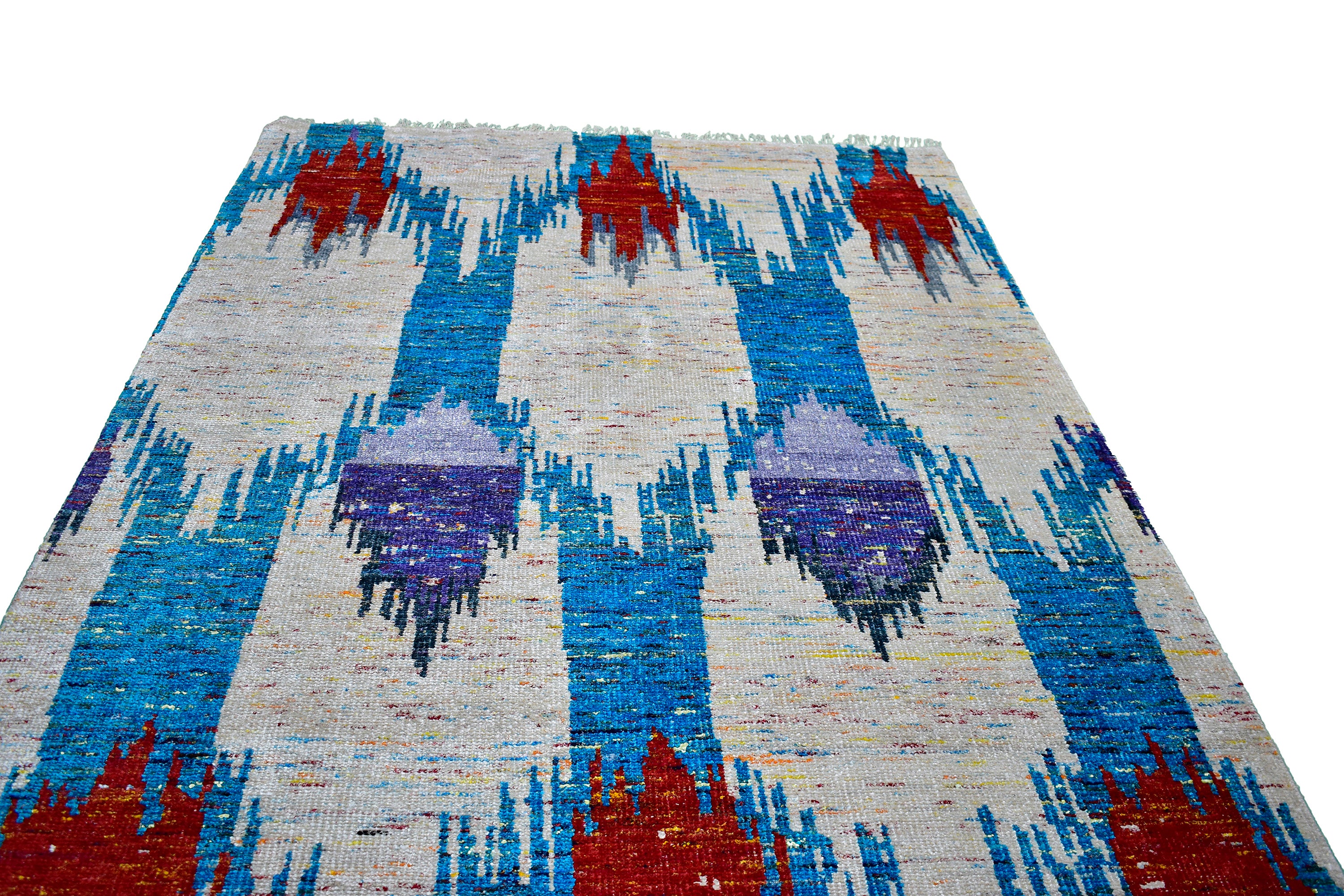 Handmade Indian Saree Silk Rug > Design # 2498 > 6'-0" X 9'-0"