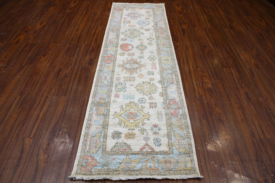 Hand Knotted Afghani Oushak Runner > Design# CCRAC23002 > Size: 2'-9" x 9'-8"