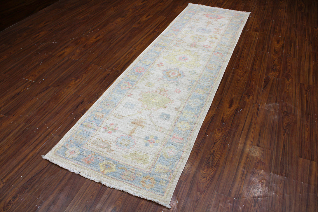 Hand Knotted Afghani Oushak Runner > Design# CCRAC23004 > Size: 2'-1" x 9'-1"