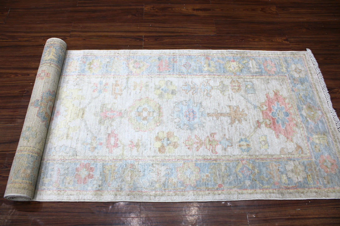 Hand Knotted Afghani Oushak Runner > Design# CCRAC23004 > Size: 2'-1" x 9'-1"