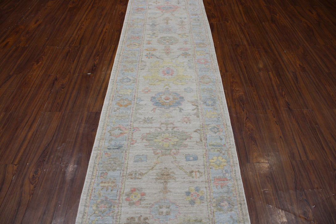 Hand Knotted Afghani Oushak Runner > Design# CCRAC23006 > Size: 2'-11" x 12'-6"