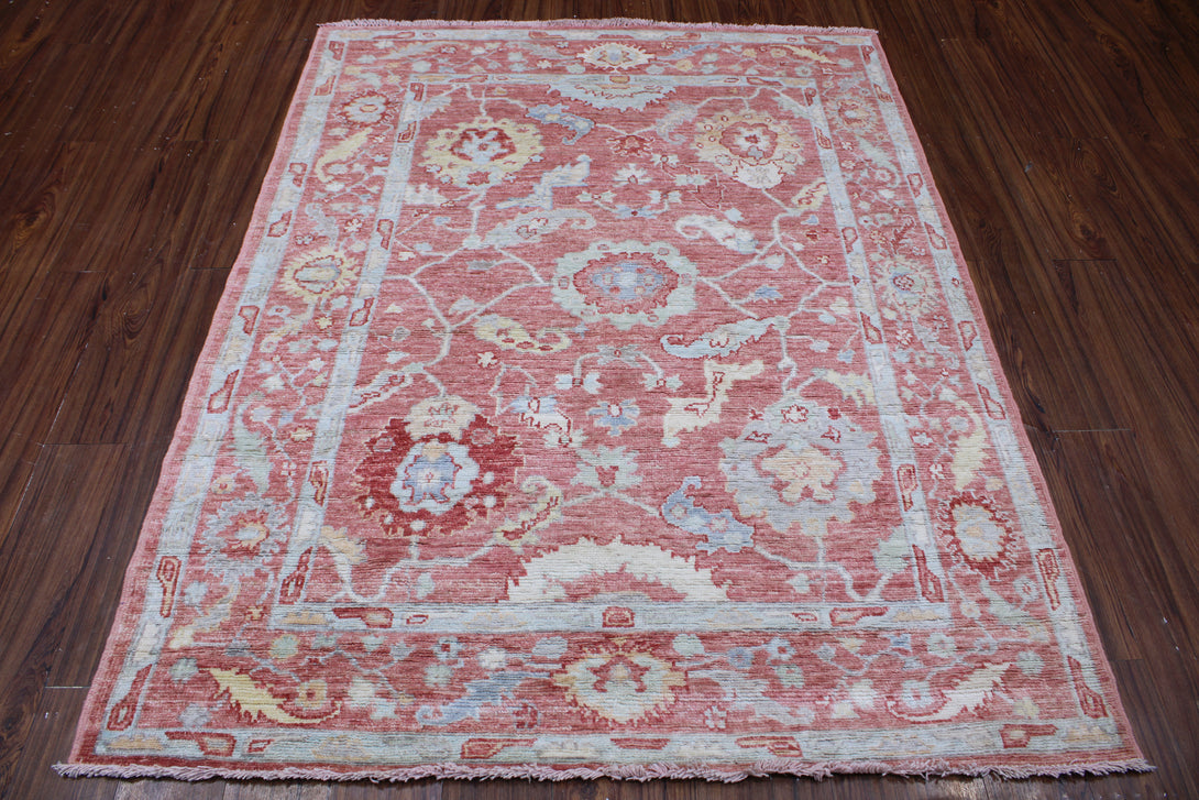 Hand Knotted Afghani Oushak Area Rug > Design# CCRAC23008 > Size: 5'-0" x 6'-7"