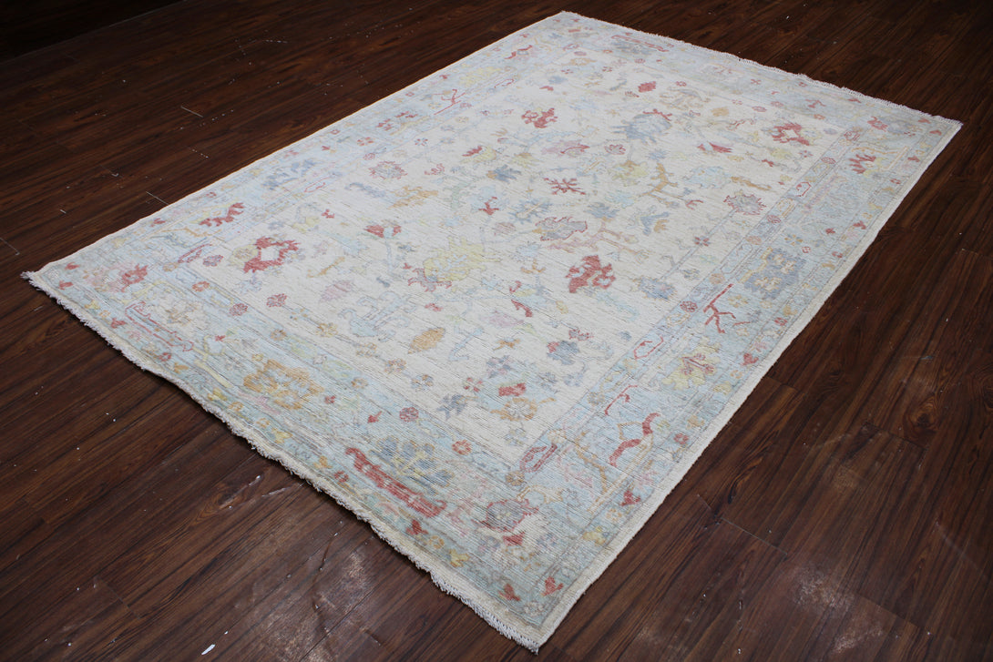 Hand Knotted Afghani Oushak Area Rug > Design# CCRAC23025 > Size: 6'-1" x 8'-11"