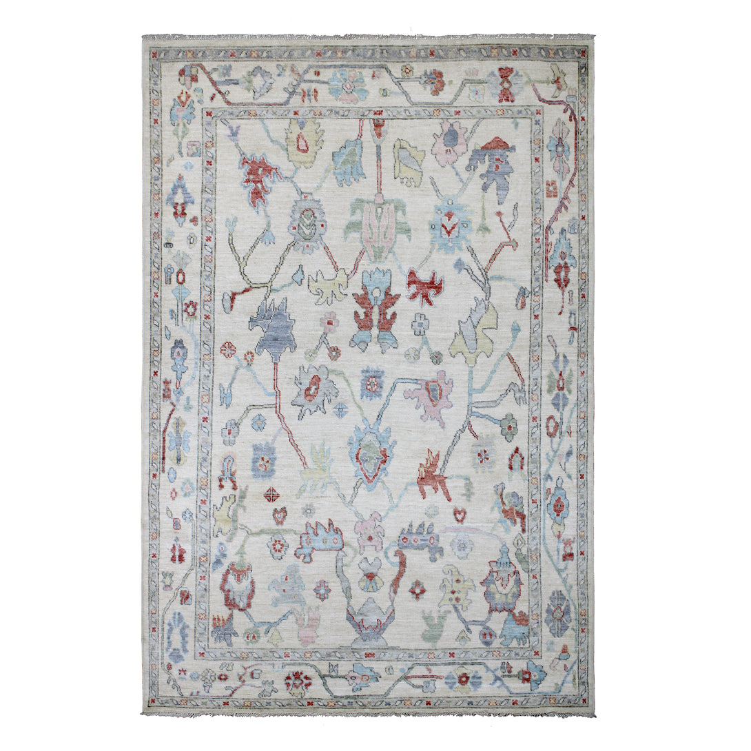 Hand Knotted Afghani Oushak Area Rug > Design# CCRAC23027 > Size: 6'-3" x 9'-5"