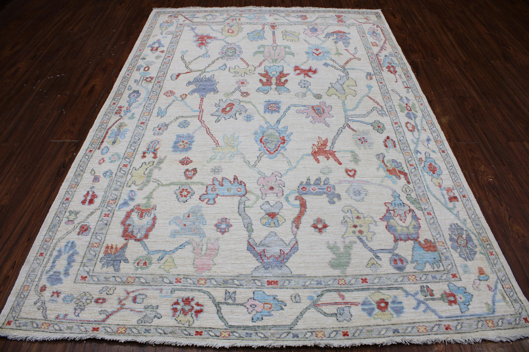 Hand Knotted Afghani Oushak Area Rug > Design# CCRAC23027 > Size: 6'-3" x 9'-5"