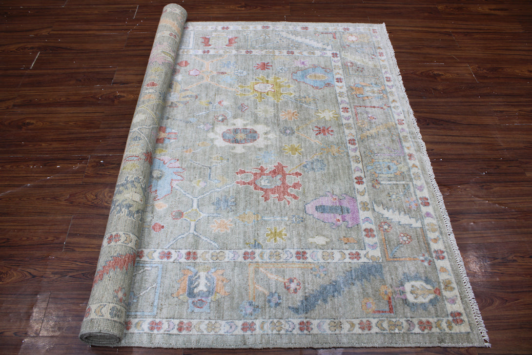 Hand Knotted Afghani Oushak Area Rug > Design# CCRAC23028 > Size: 5'-1" x 8'-8"
