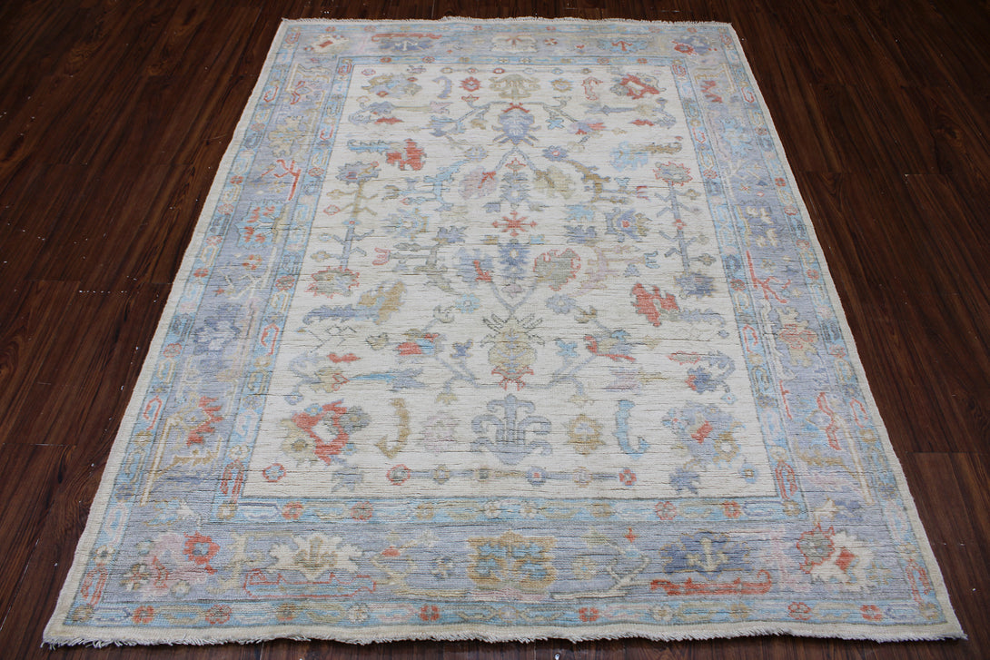 Hand Knotted Afghani Oushak Area Rug > Design# CCRAC23030 > Size: 5'-1" x 6'-9"