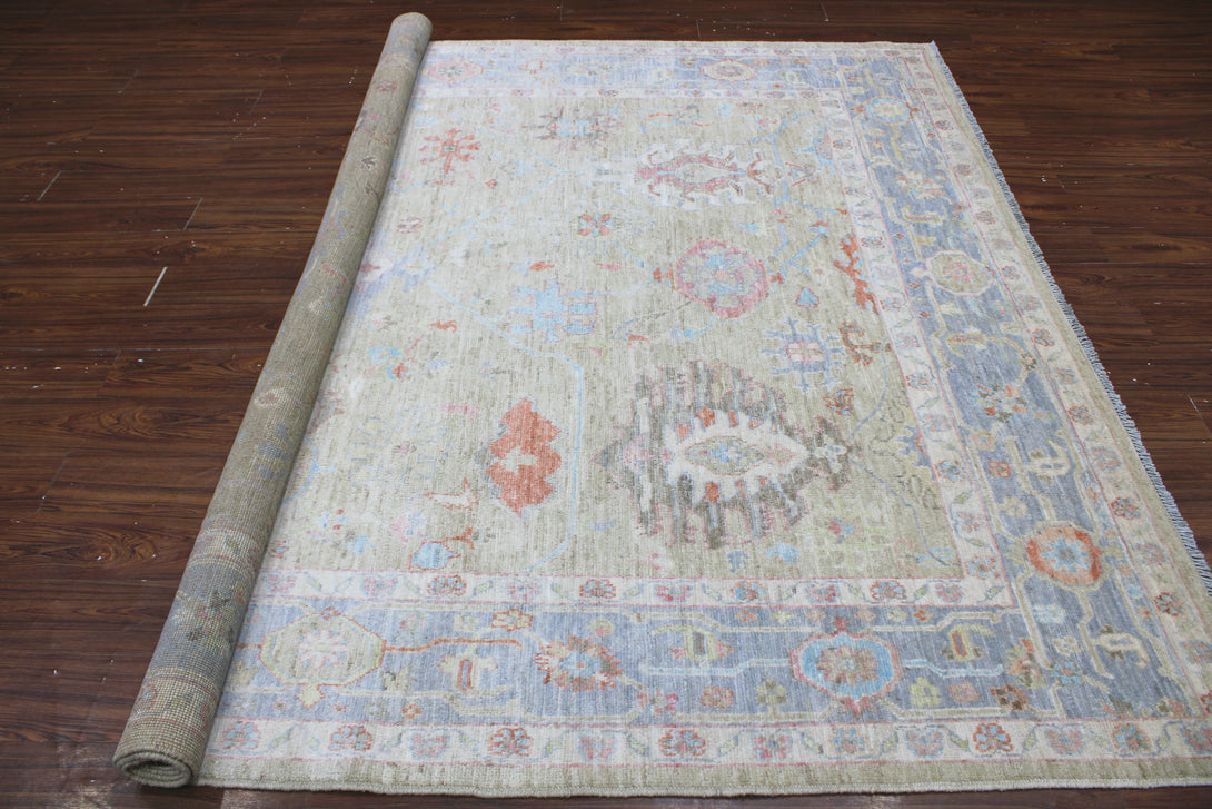 Hand Knotted Afghani Oushak Area Rug > Design# CCRAC23033 > Size: 8'-2" x 9'-1"