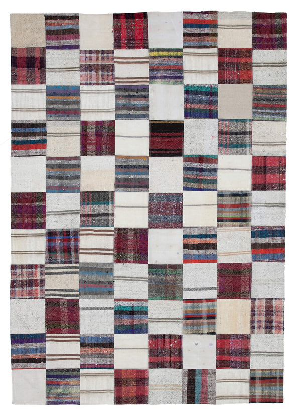 Handmade Kilim Patchwork Area Rug > Design# OL-AC-30614 > Size: 7'-8" x 10'-10", Carpet Culture Rugs, Handmade Rugs, NYC Rugs, New Rugs, Shop Rugs, Rug Store, Outlet Rugs, SoHo Rugs, Rugs in USA