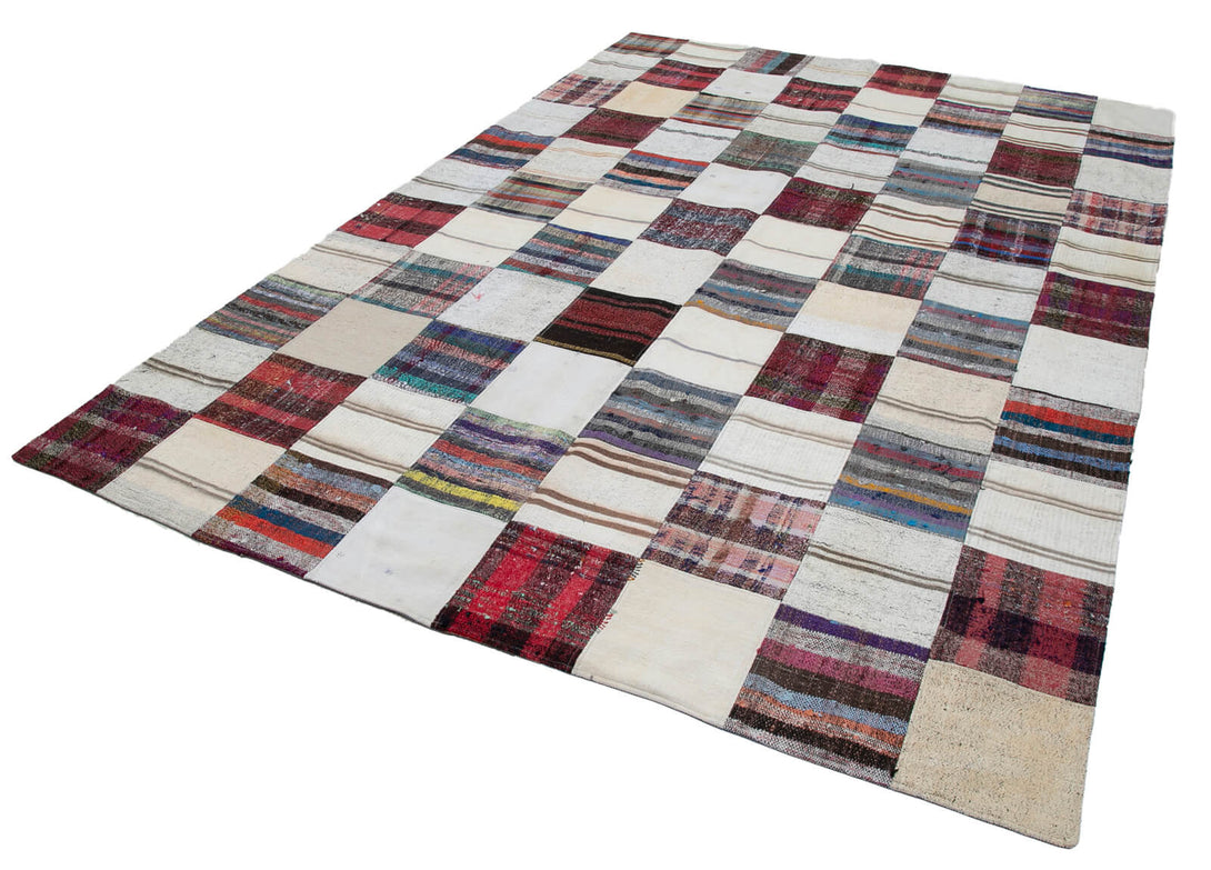 Handmade Kilim Patchwork Area Rug > Design# OL-AC-30614 > Size: 7'-8" x 10'-10", Carpet Culture Rugs, Handmade Rugs, NYC Rugs, New Rugs, Shop Rugs, Rug Store, Outlet Rugs, SoHo Rugs, Rugs in USA