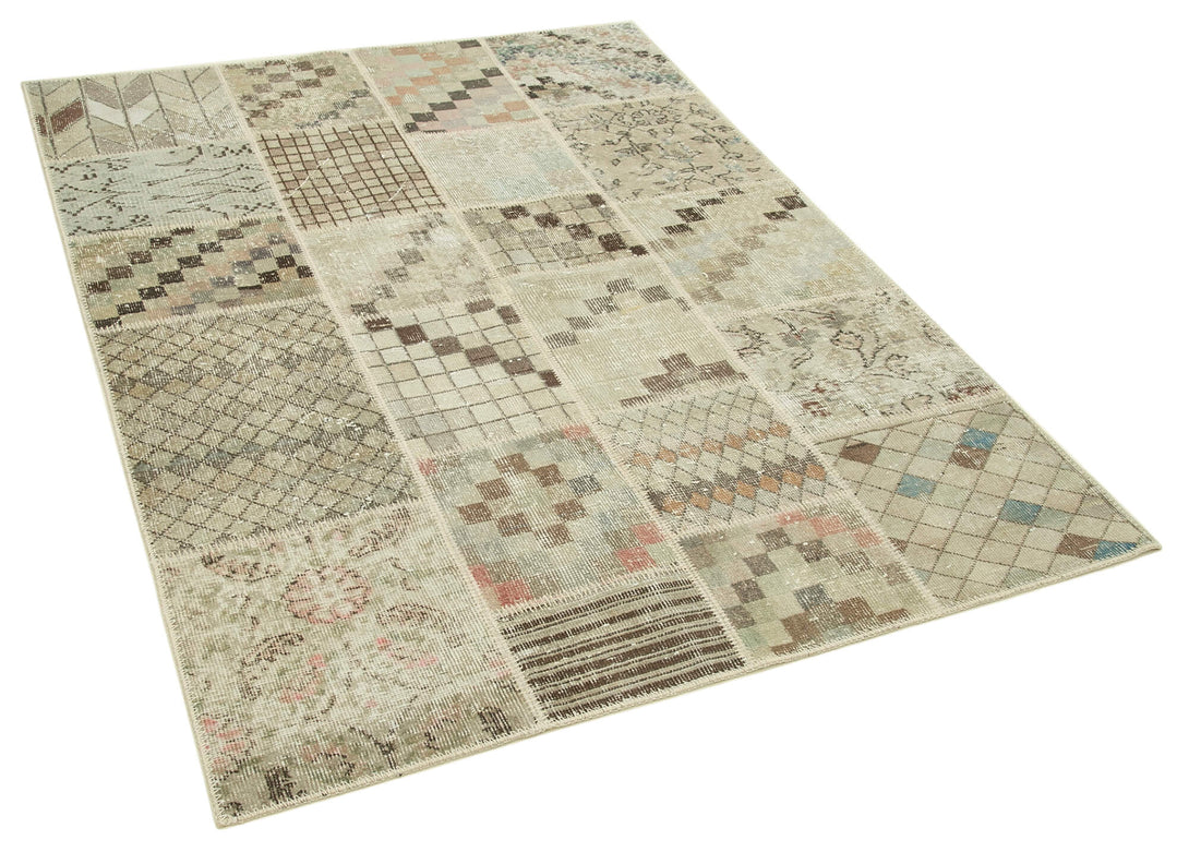 Handmade Patchwork Area Rug > Design# OL-AC-31784 > Size: 4'-5" x 5'-11", Carpet Culture Rugs, Handmade Rugs, NYC Rugs, New Rugs, Shop Rugs, Rug Store, Outlet Rugs, SoHo Rugs, Rugs in USA