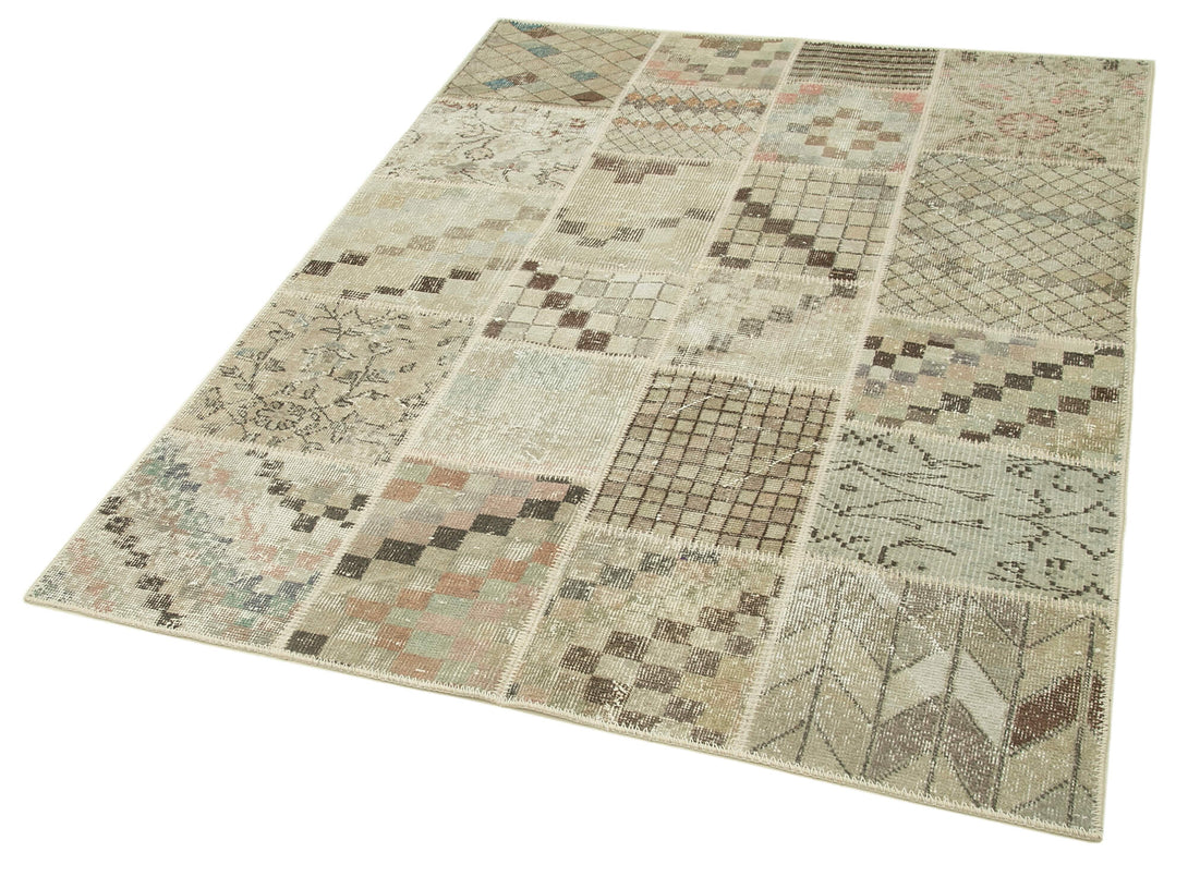 Handmade Patchwork Area Rug > Design# OL-AC-31784 > Size: 4'-5" x 5'-11", Carpet Culture Rugs, Handmade Rugs, NYC Rugs, New Rugs, Shop Rugs, Rug Store, Outlet Rugs, SoHo Rugs, Rugs in USA
