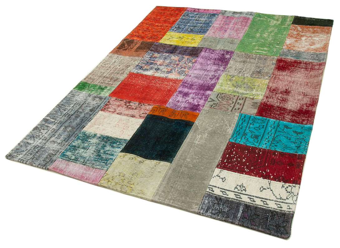 Handmade Patchwork Area Rug > Design# OL-AC-32112 > Size: 4'-8" x 6'-8", Carpet Culture Rugs, Handmade Rugs, NYC Rugs, New Rugs, Shop Rugs, Rug Store, Outlet Rugs, SoHo Rugs, Rugs in USA