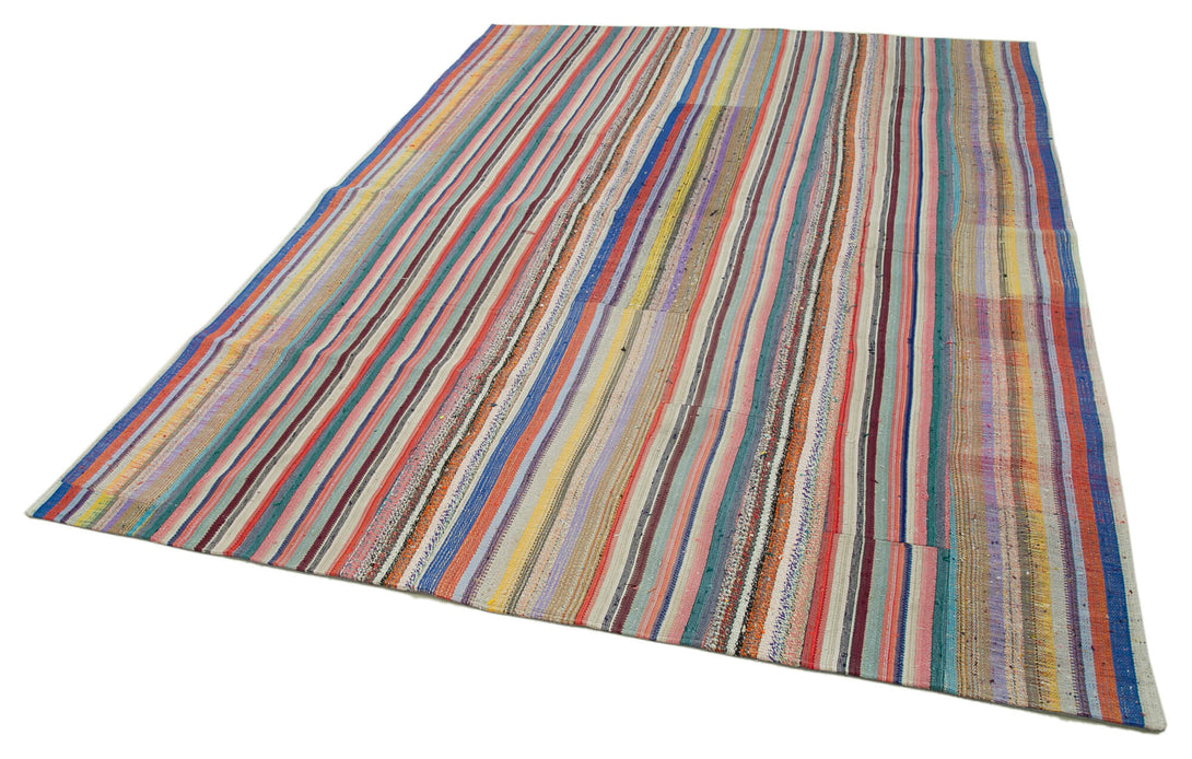 Handmade Kilim Patchwork Area Rug > Design# OL-AC-34446 > Size: 7'-3" x 9'-10", Carpet Culture Rugs, Handmade Rugs, NYC Rugs, New Rugs, Shop Rugs, Rug Store, Outlet Rugs, SoHo Rugs, Rugs in USA