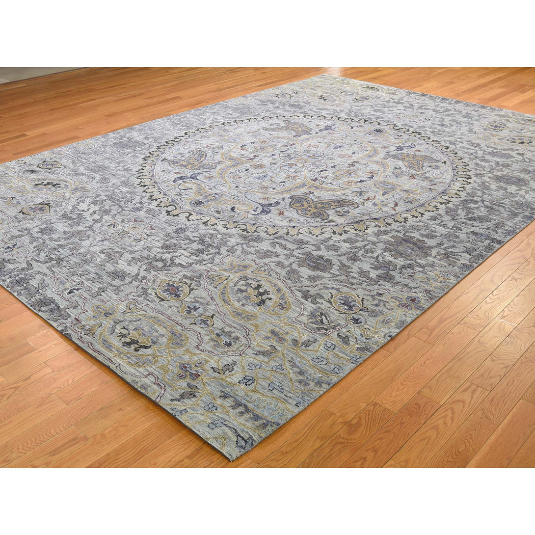 Handmade Modern and Contemporary Rectangle Rug > Design# SH44217 > Size: 8'-10" x 12'-1" [ONLINE ONLY]