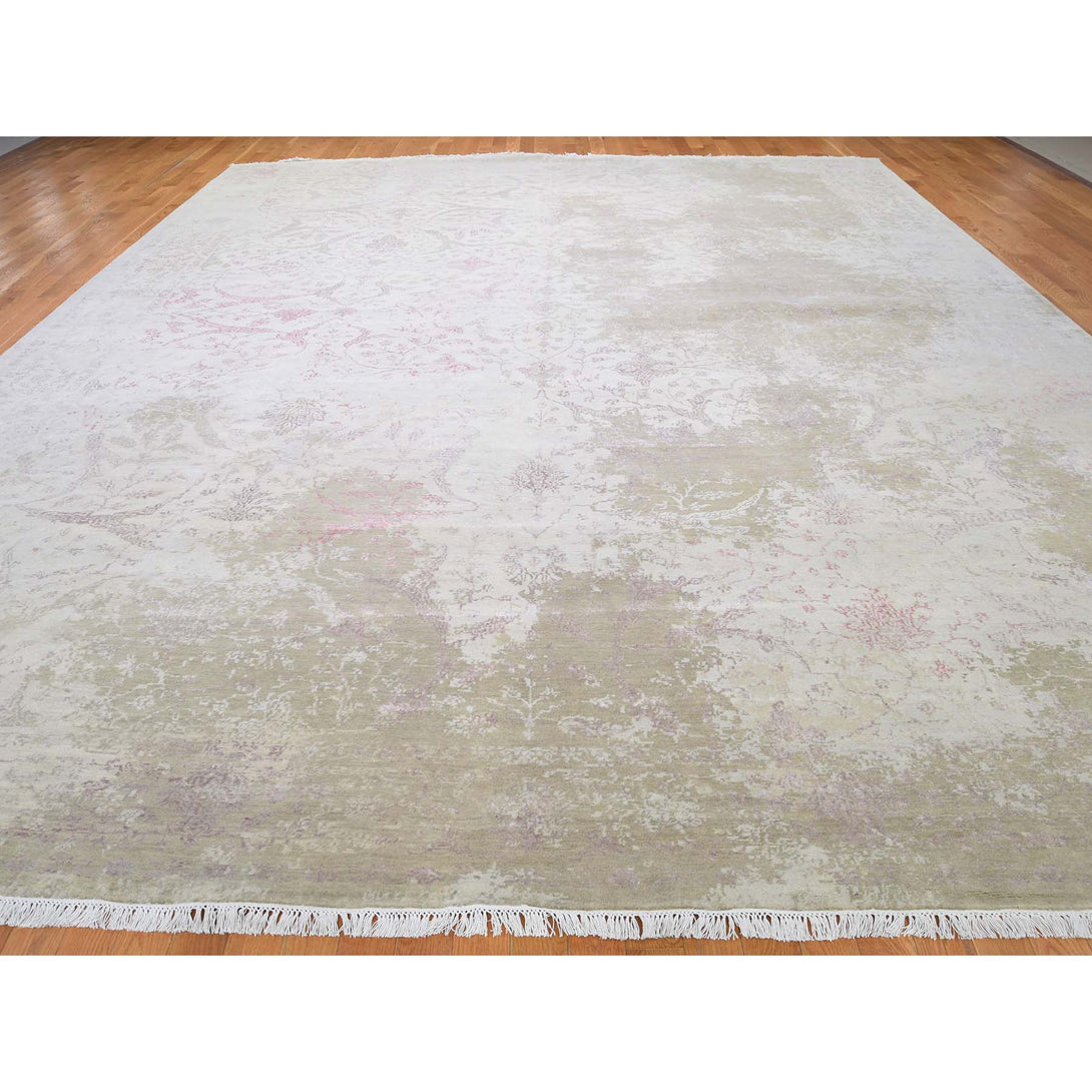 Handmade Wool and Silk Rectangle Rug > Design# SH44401 > Size: 12'-0" x 15'-6" [ONLINE ONLY]
