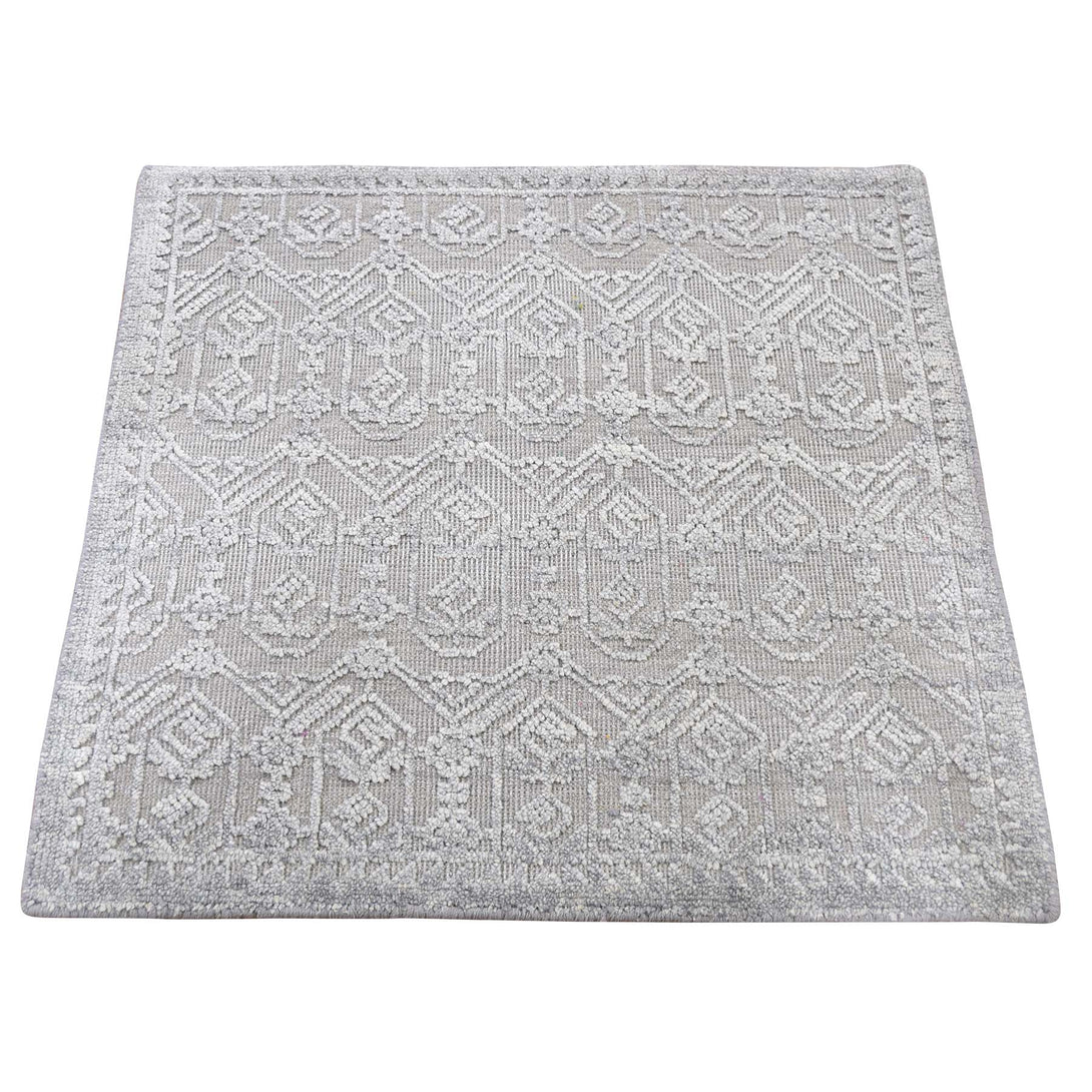 Handmade Wool and Silk Rectangle Rug > Design# SH44659 > Size: 2'-0" x 2'-1" [ONLINE ONLY]