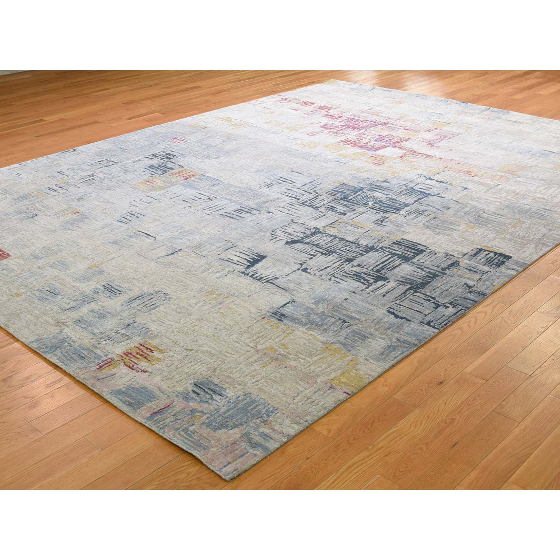Handmade Modern and Contemporary Rectangle Rug > Design# SH44806 > Size: 8'-10" x 12'-0" [ONLINE ONLY]