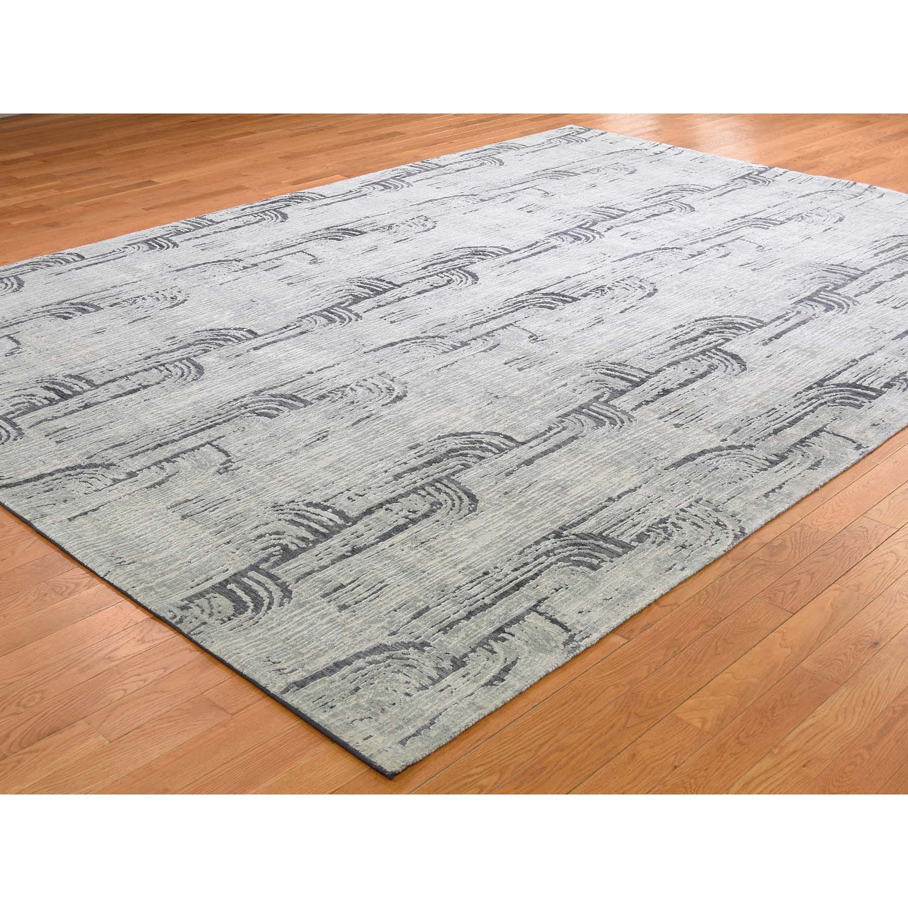 Handmade Wool and Silk Rectangle Rug > Design# SH45702 > Size: 8'-9" x 12'-2" [ONLINE ONLY]