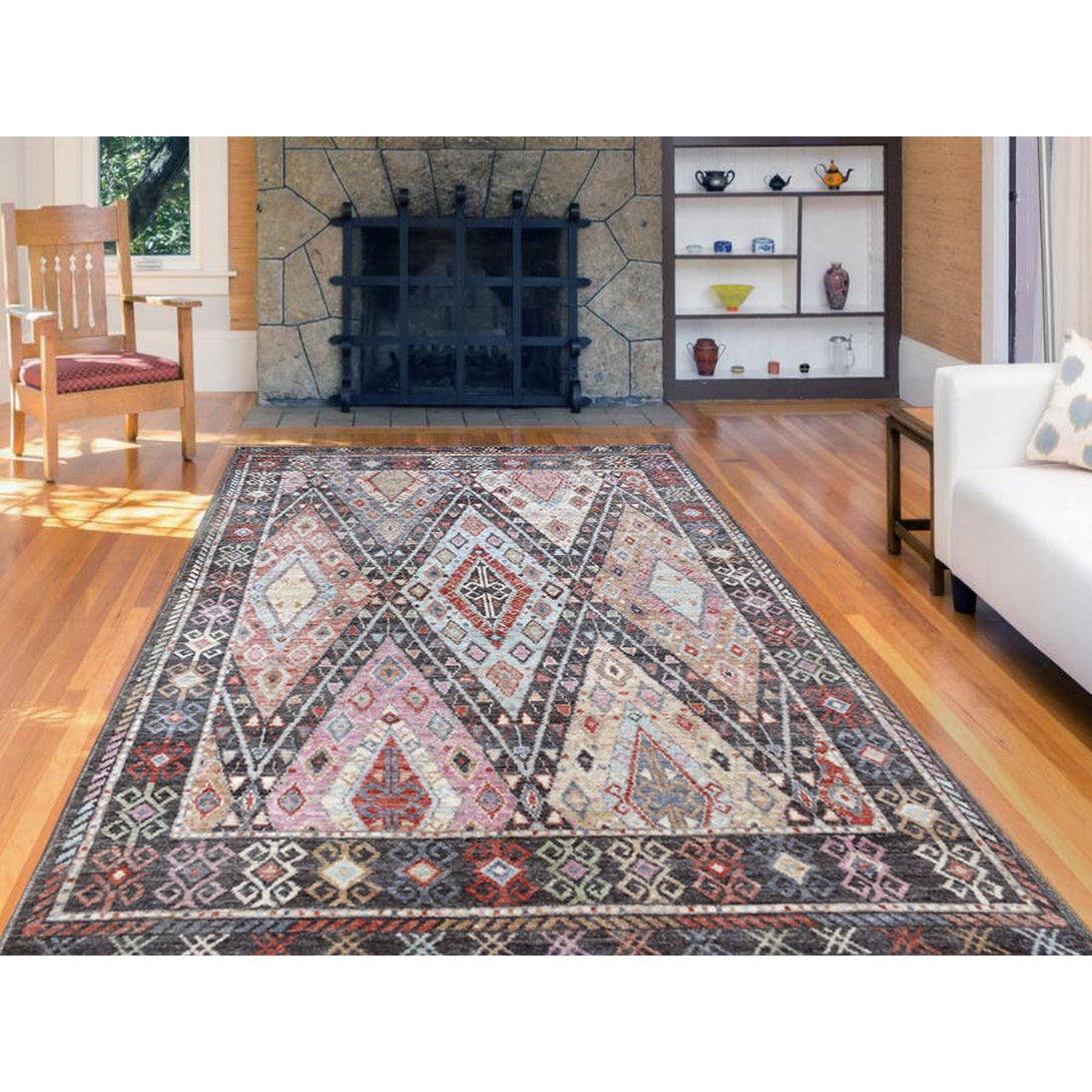 Hand Knotted Tribal Area Rug > Design# CCSR56200 > Size: 6'-1" x 9'-2"