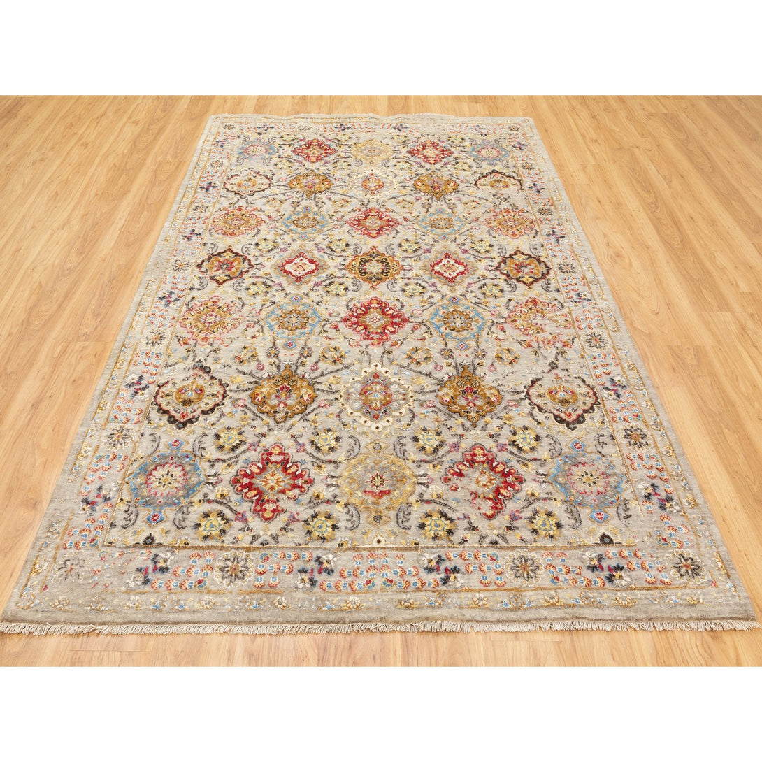 Hand Knotted Transitional Area Rug > Design# CCSR58443 > Size: 6'-1" x 9'-0"