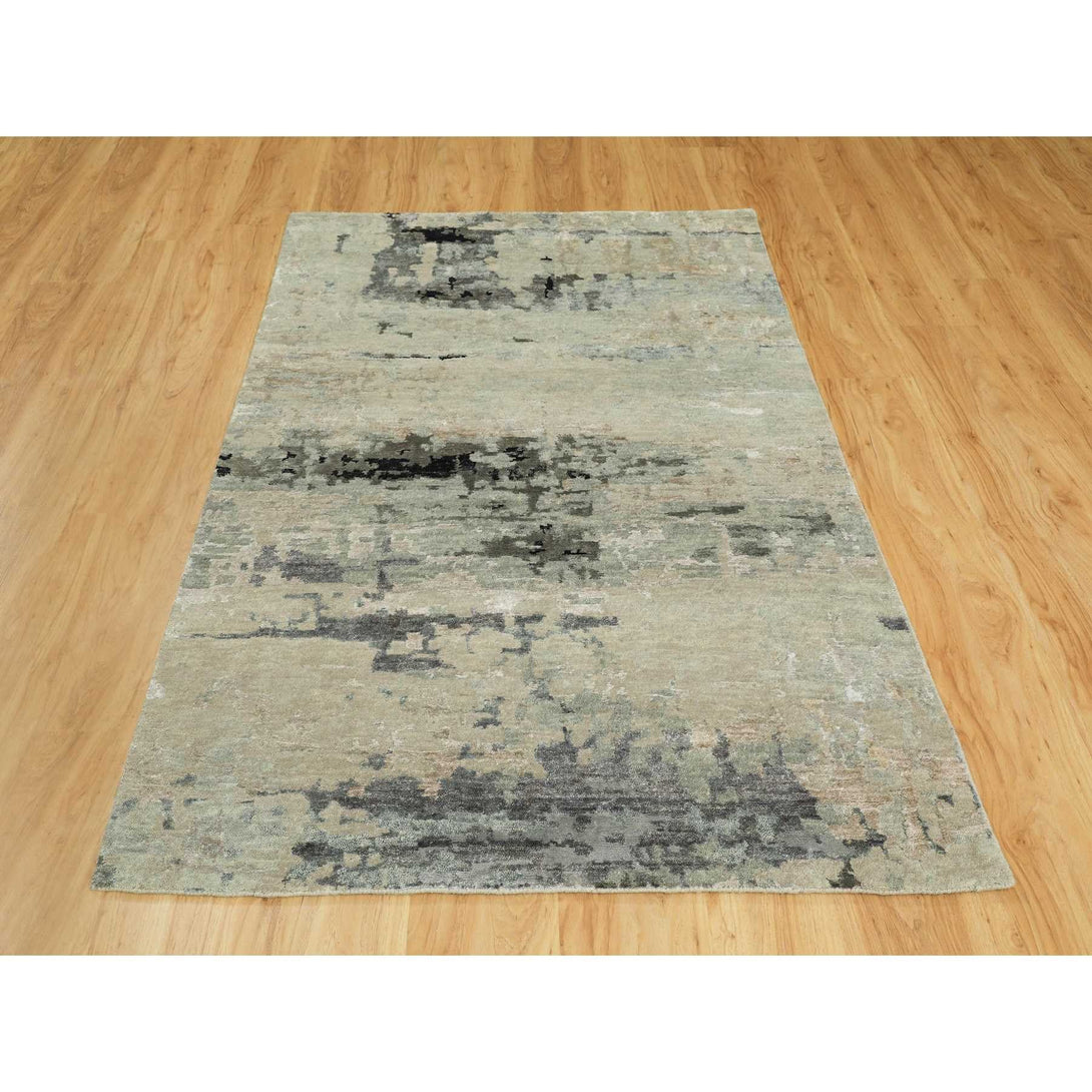 Hand Knotted Neutral Modern Rectangle Area Rug > Design# CCSR58878 > Size: 4'-0" x 6'-0"