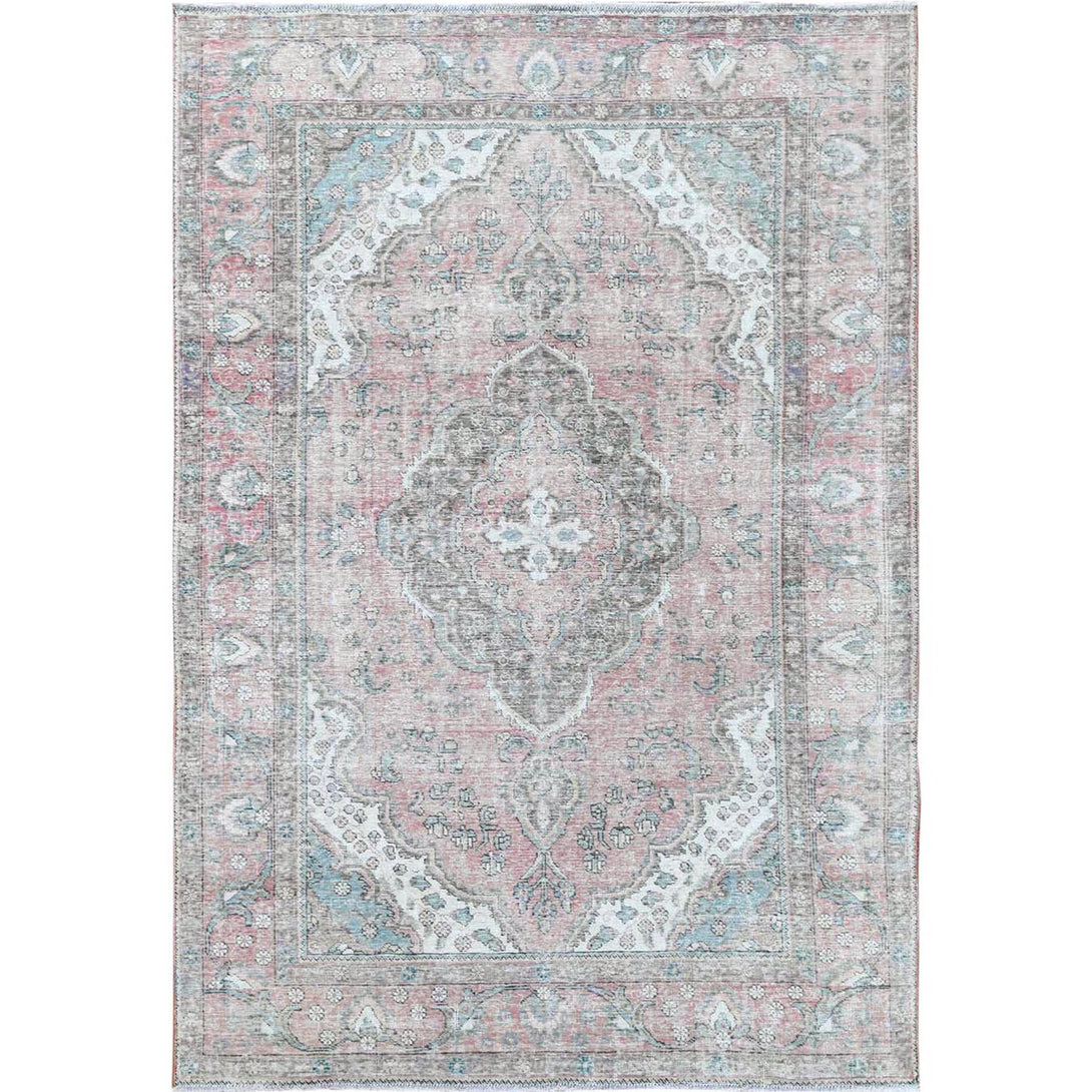 Hand Knotted White Washed Area Rug > Design# CCSR60183 > Size: 6'-8" x 9'-8"