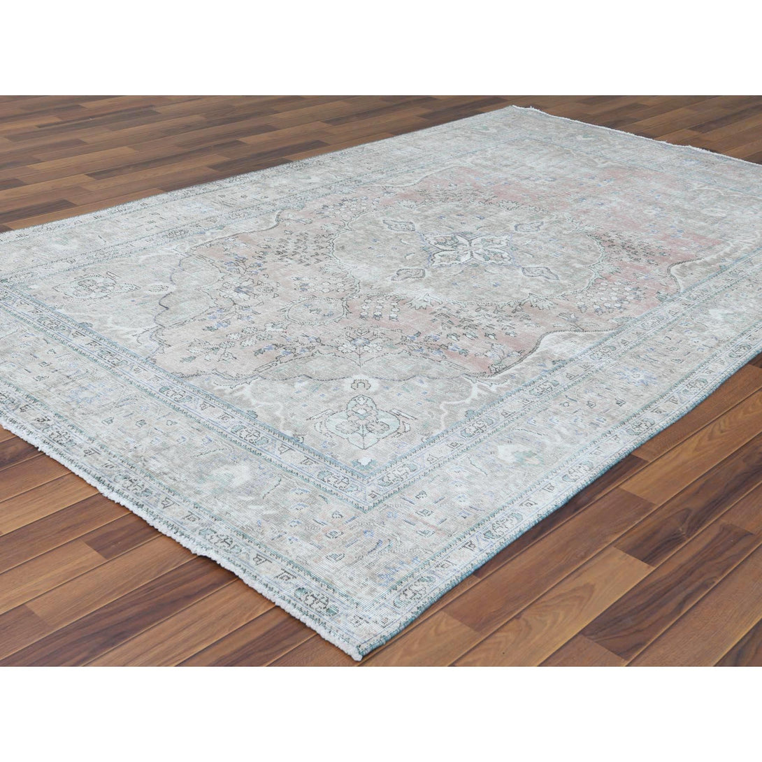 Hand Knotted White Washed Area Rug > Design# CCSR60186 > Size: 6'-2" x 9'-7"