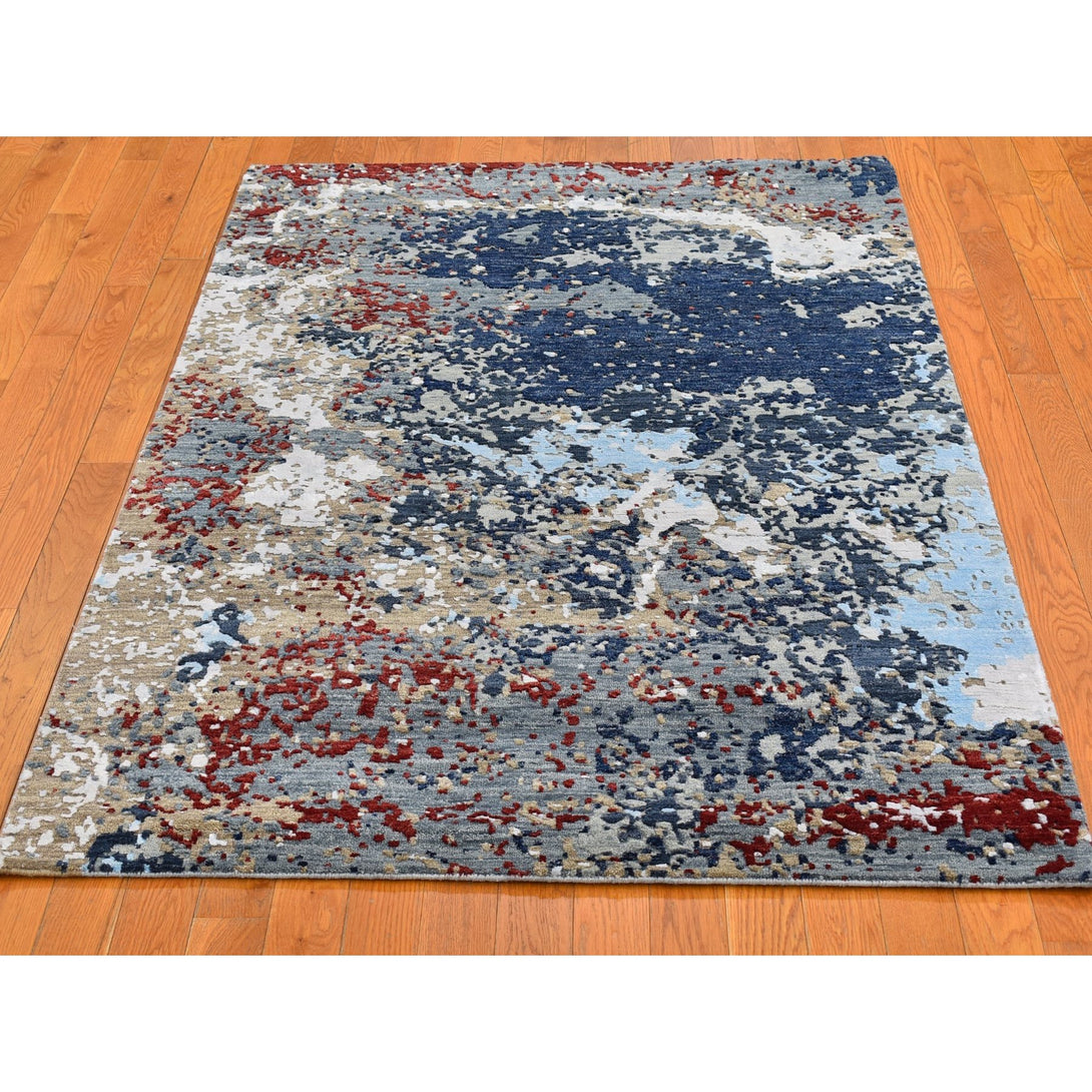 Hand Knotted Modern and Contemporary Area Rug > Design# CCSR66567 > Size: 4'-1" x 6'-1"