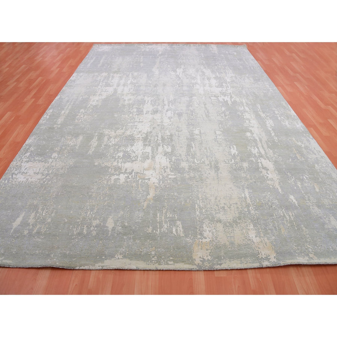 Hand Knotted Neutral Modern Rectangle Area Rug > Design# CCSR75334 > Size: 10'-0" x 14'-2"