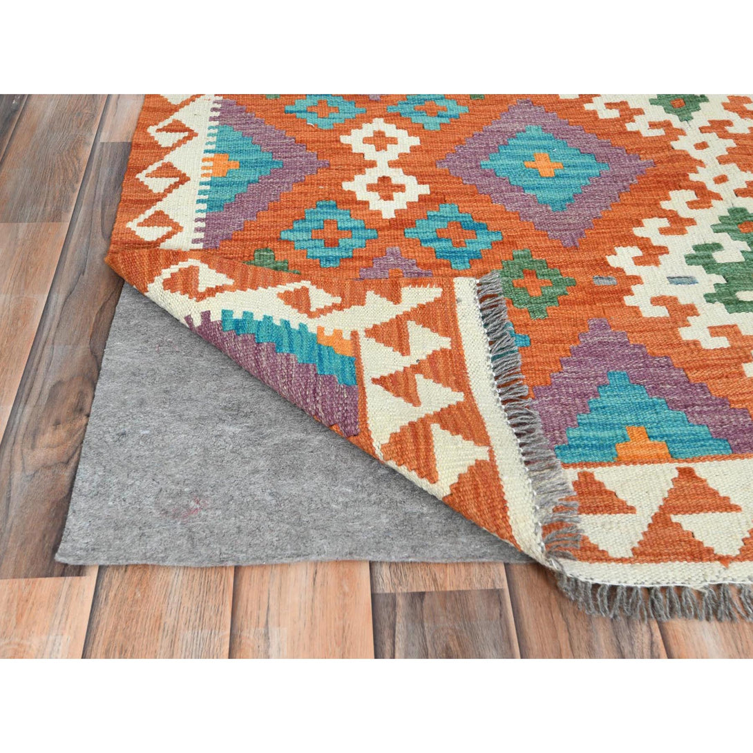 Handmade Flat Weave Area Rug > Design# CCSR81295 > Size: 4'-2" x 6'-0"